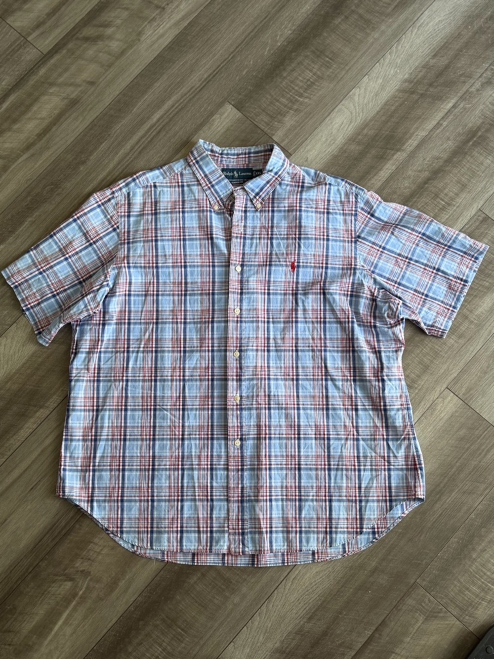 Ralph Lauren Men’s XXL Classic Fit Plaid Button Down Shirt USA Red White Blue